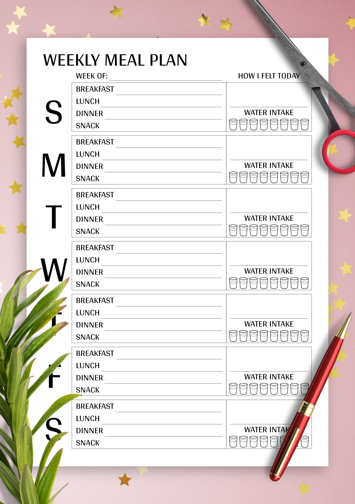 7 day meal plan template