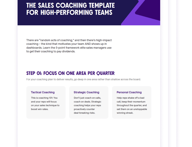 Download Sales Coaching Template For High Performing Teams Gong