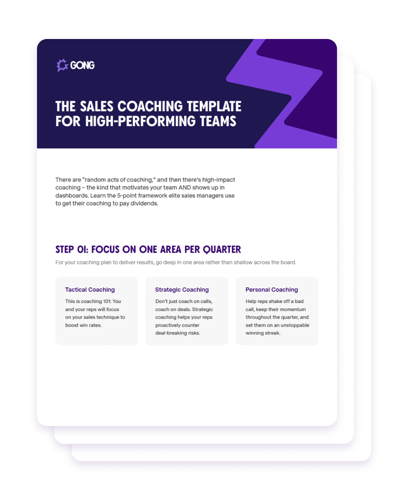 Download Sales Coaching Template For High Performing Teams Gong