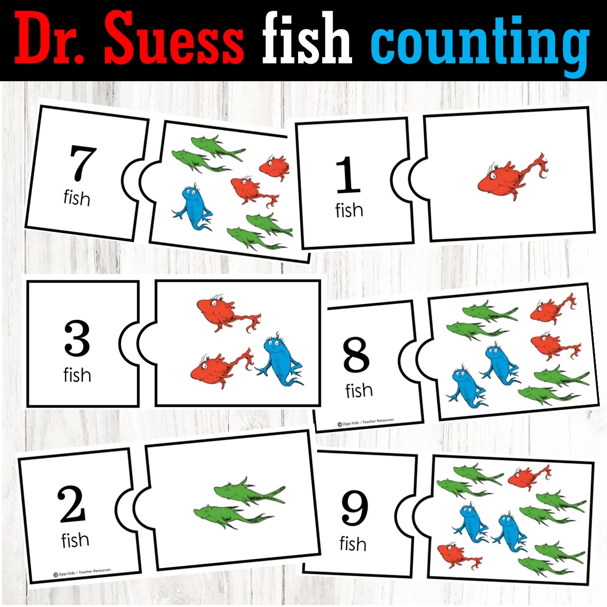 Dr Seuss Fish Counting Puzzles For Read Across America Week 
