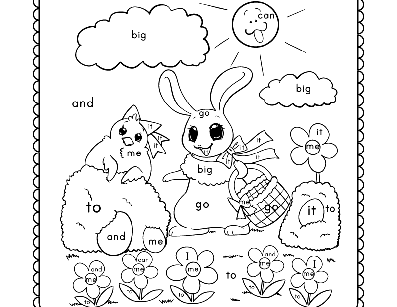 Easter Bunny Color By Sight Word Worksheet Free Printable