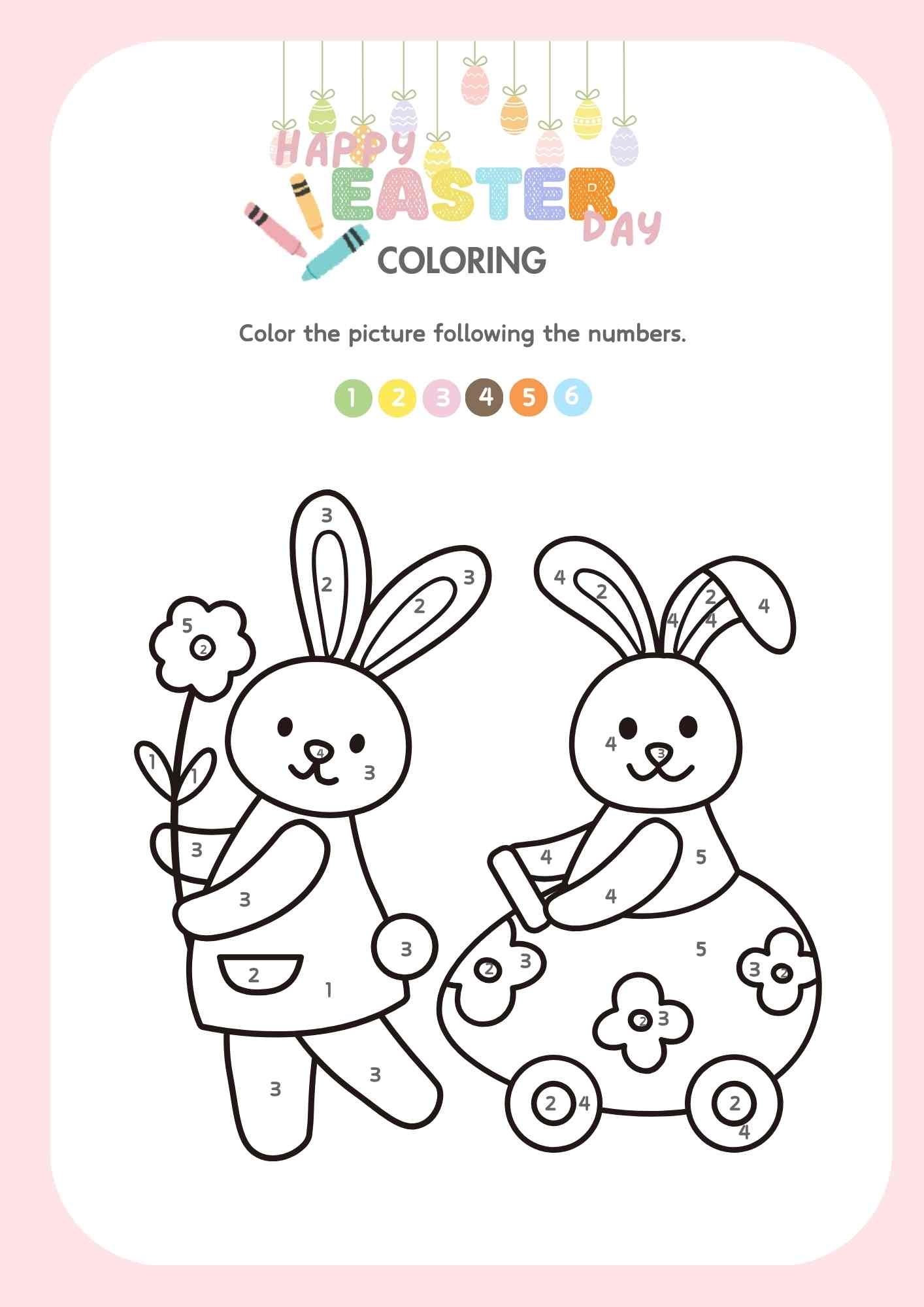 easter color by number printable