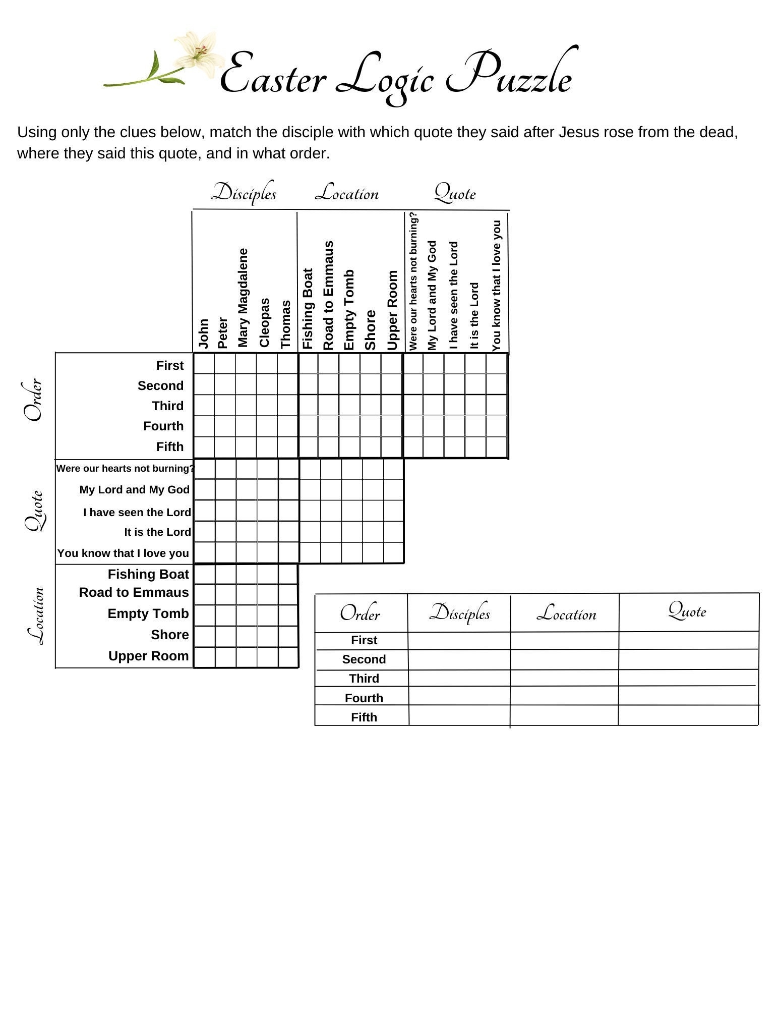 logic problems printable