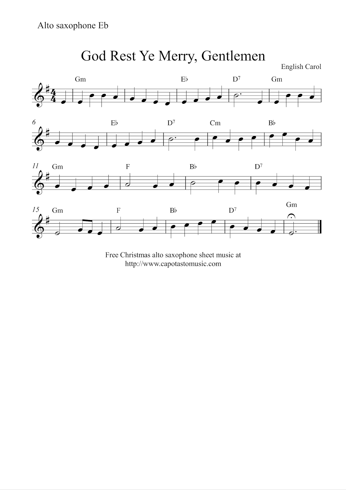 Easy Sheet Music For Beginners Free Easy Alto Saxophone Sheet 