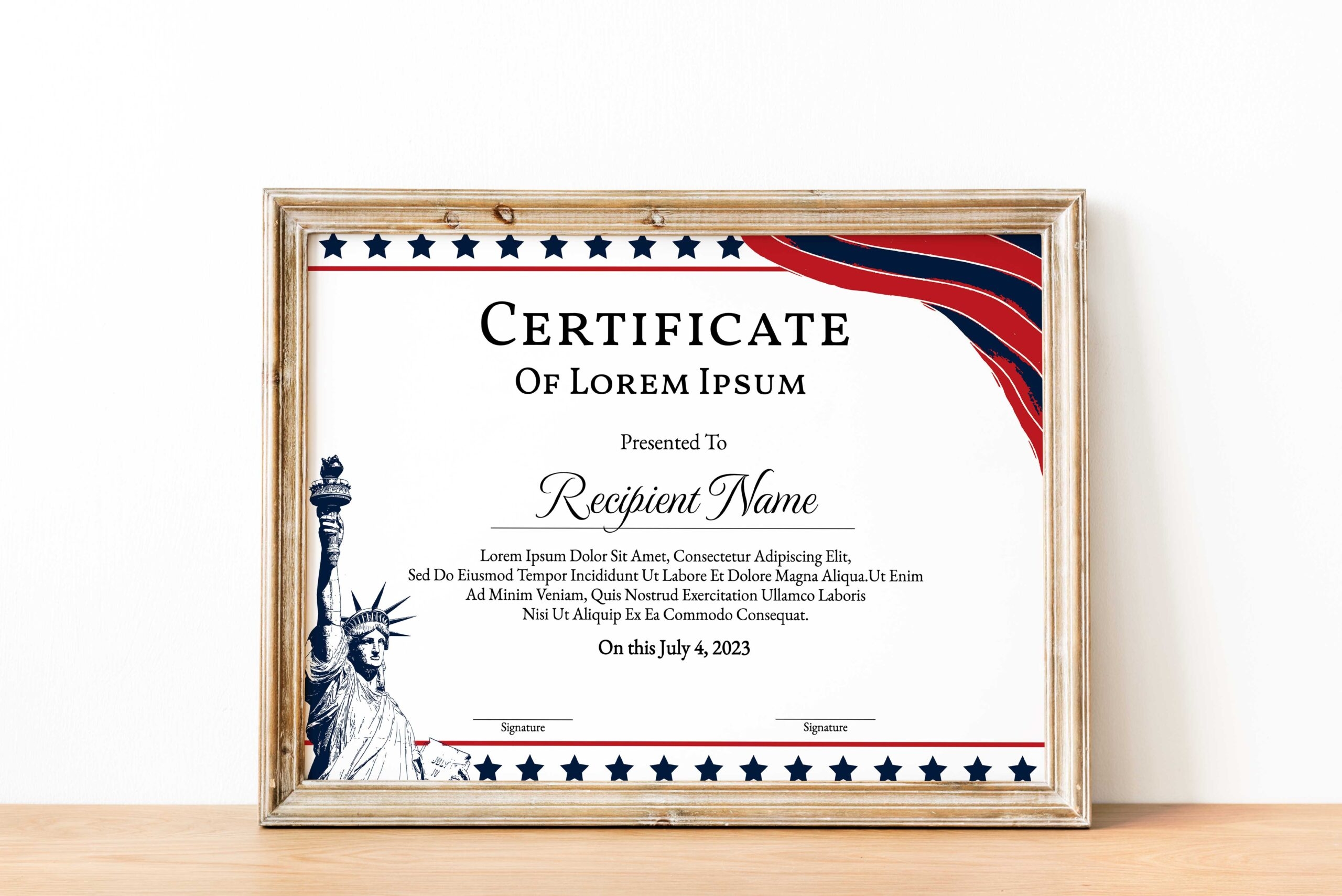 Editable American Flag Certificate Printable Certificate Template American Flag Independence Day Membership Certificate Digital Download 