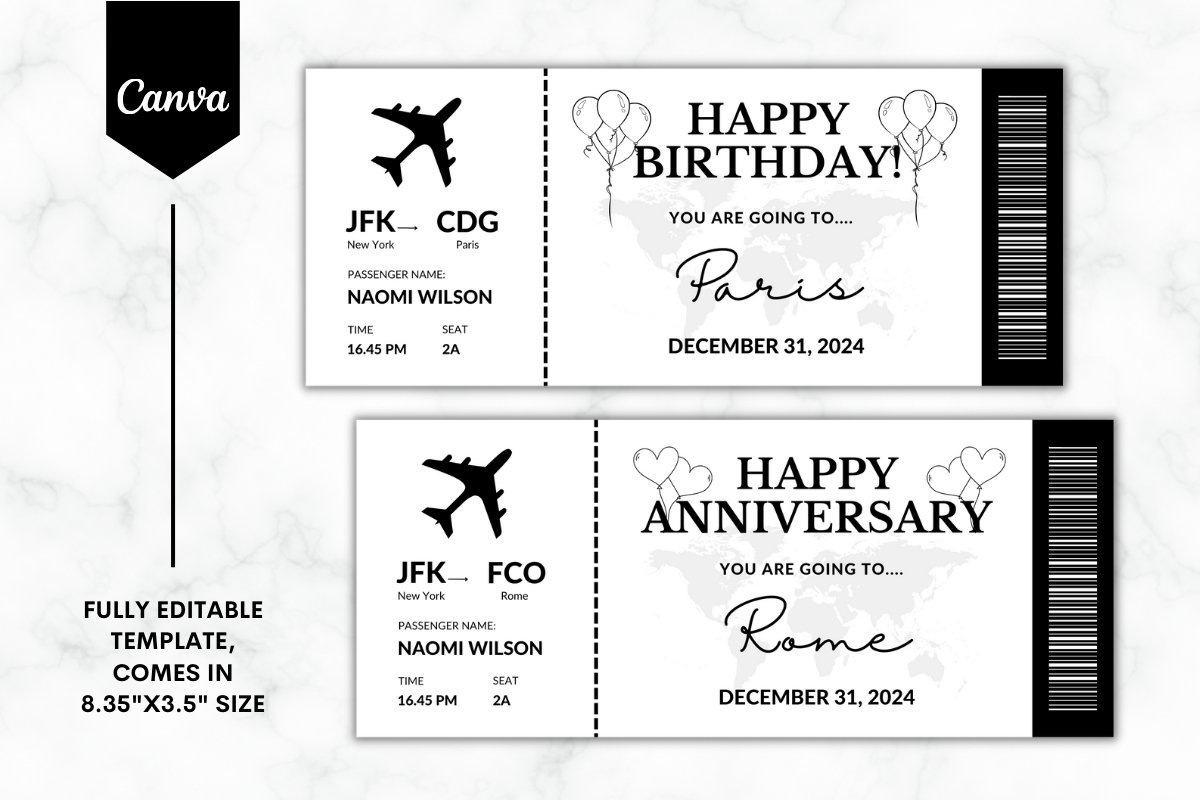 Editable Boarding Pass Ticket Canva Template 2449443 