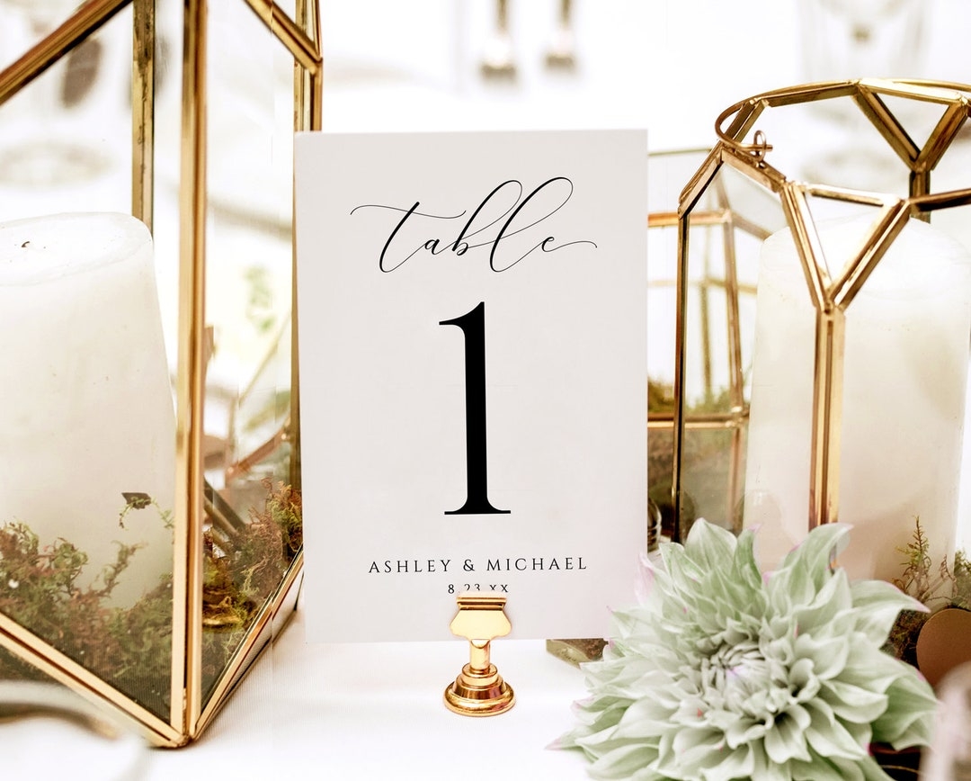 EDITABLE COLOR Luxury Wedding Table Numbers Template 4x6 U0026 5x7 Printable Table Numbers Splendid Script Edit Online In Templett PDF Etsy