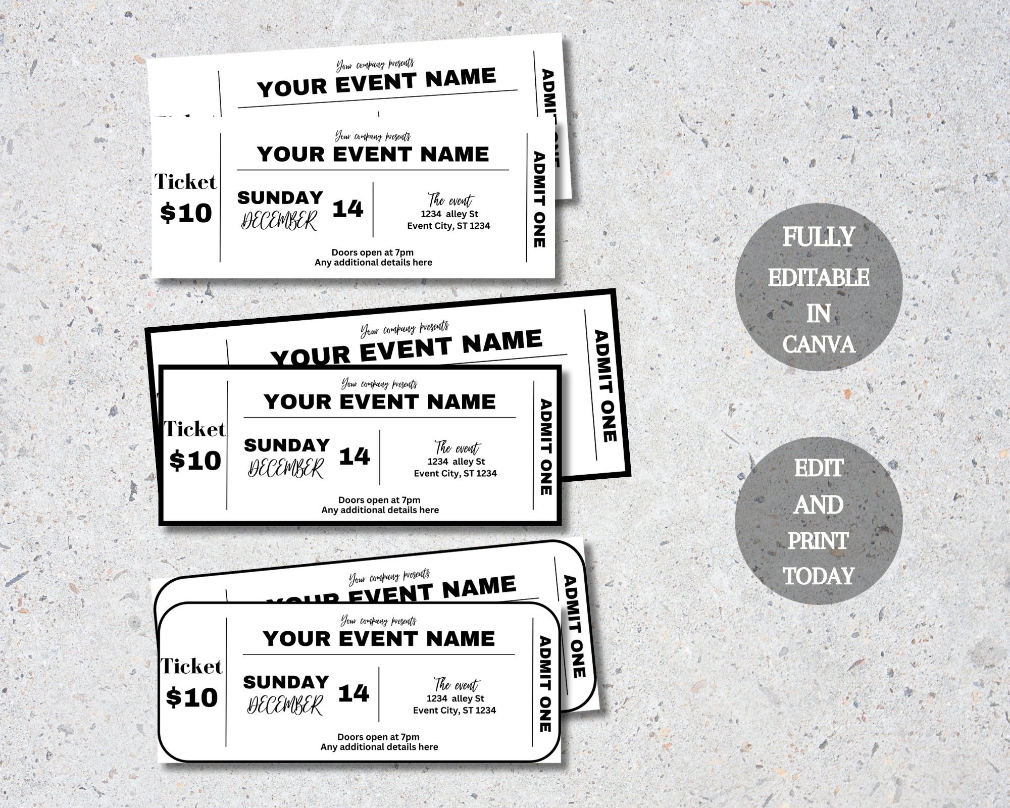 Editable Event Ticket Event Ticket Printables Editable Event Ticket Template Printable DIY Event Ticket Ticket Template Etsy