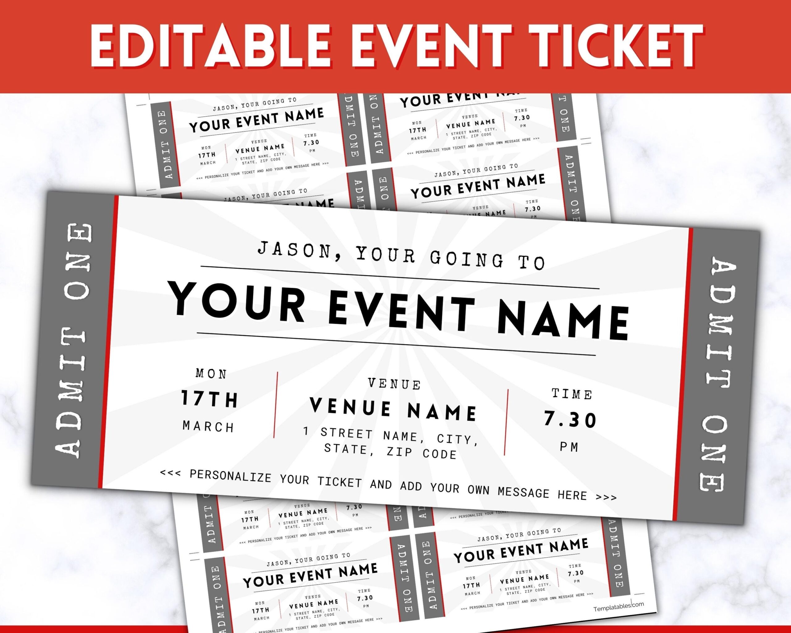 EDITABLE Event Ticket Template DIY Event Printable Surprise Getaway Invitation Christmas Gift For Him Musical Theatre Show Concert Etsy