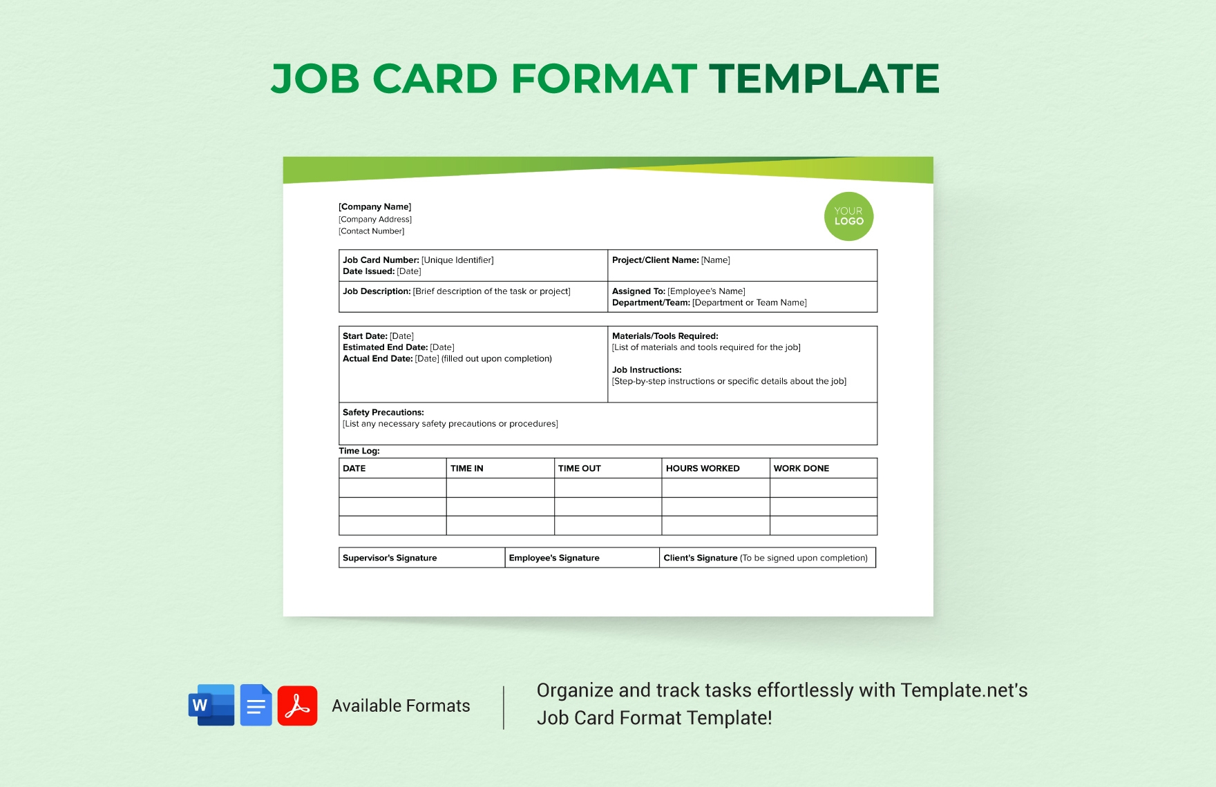 Editable Job Card Templates In Word To Download