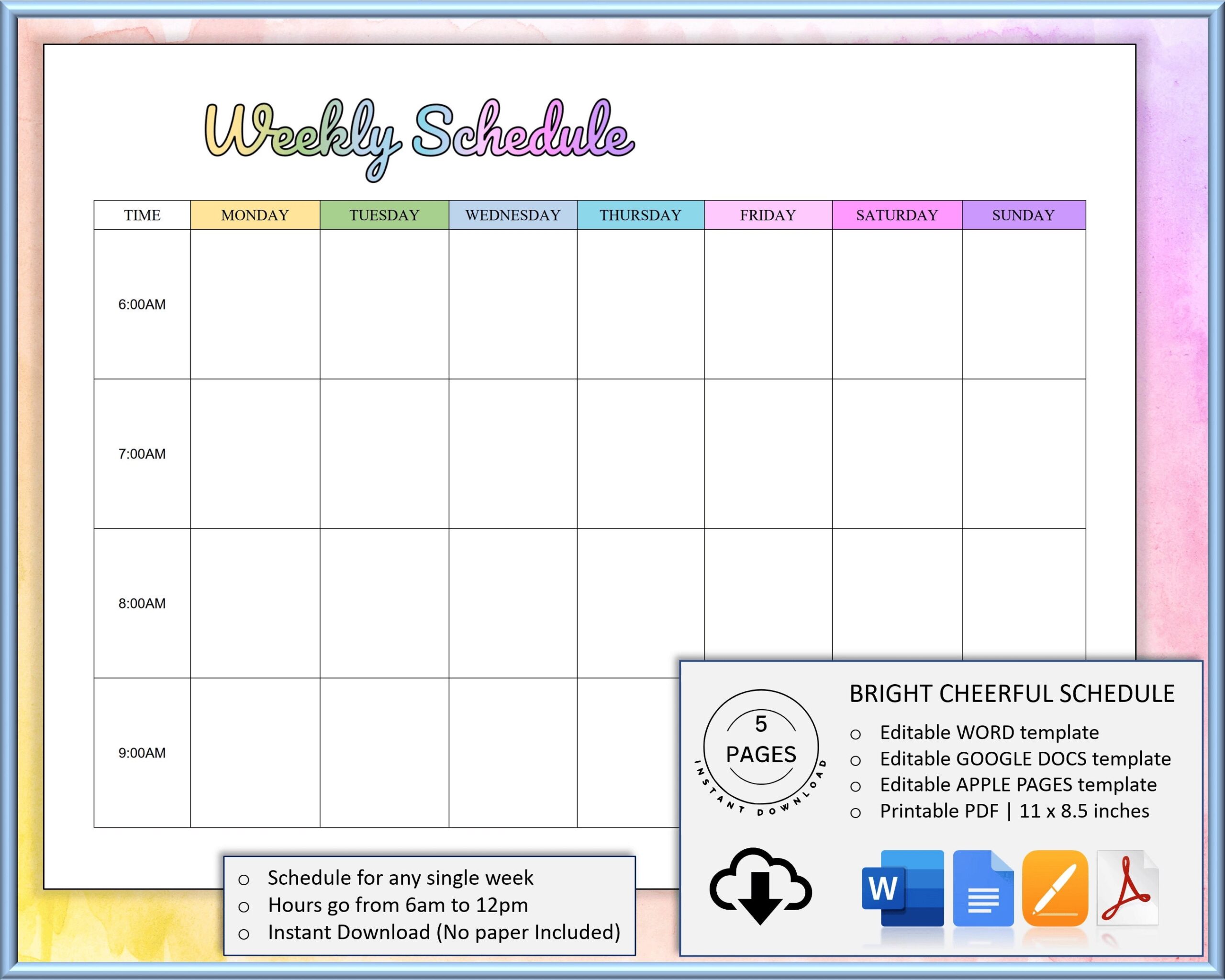 schedule template word
