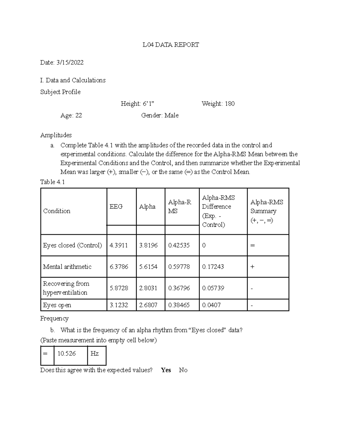 eeg calculations worksheet