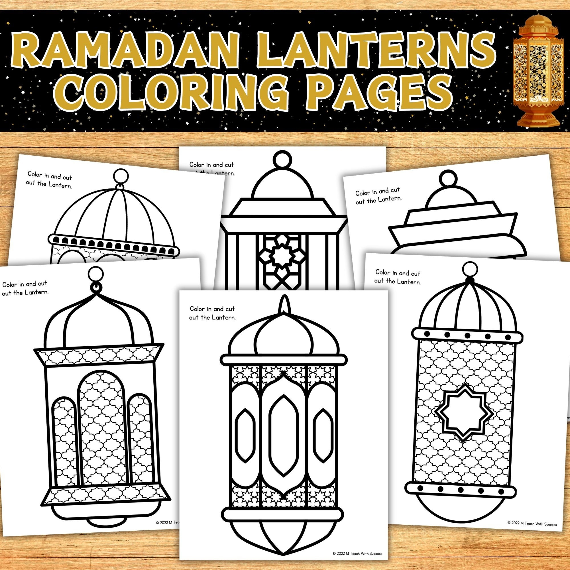 Eid Al adha U0026 Ramadan Lanterns Coloring Pages Lantern Template Printable Ramadan Decorations Printable Eid Al fitr Decoration Etsy