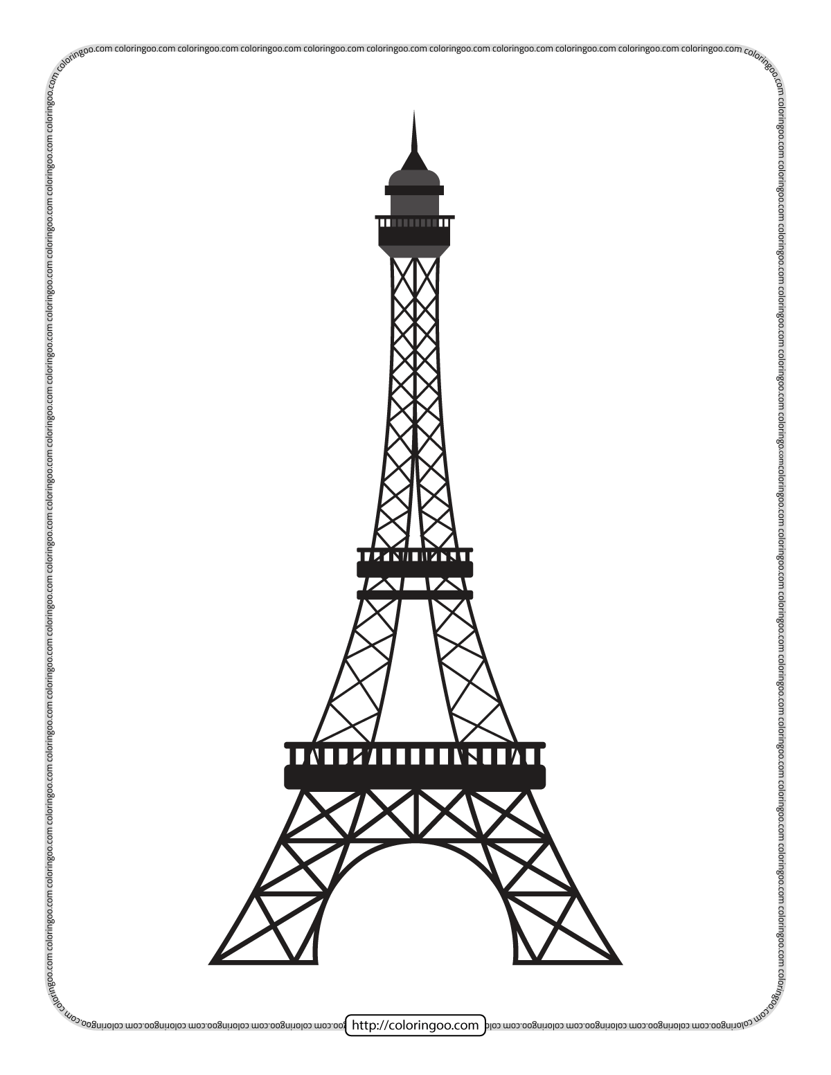 Eiffel Tower Coloring Sheet For Kids