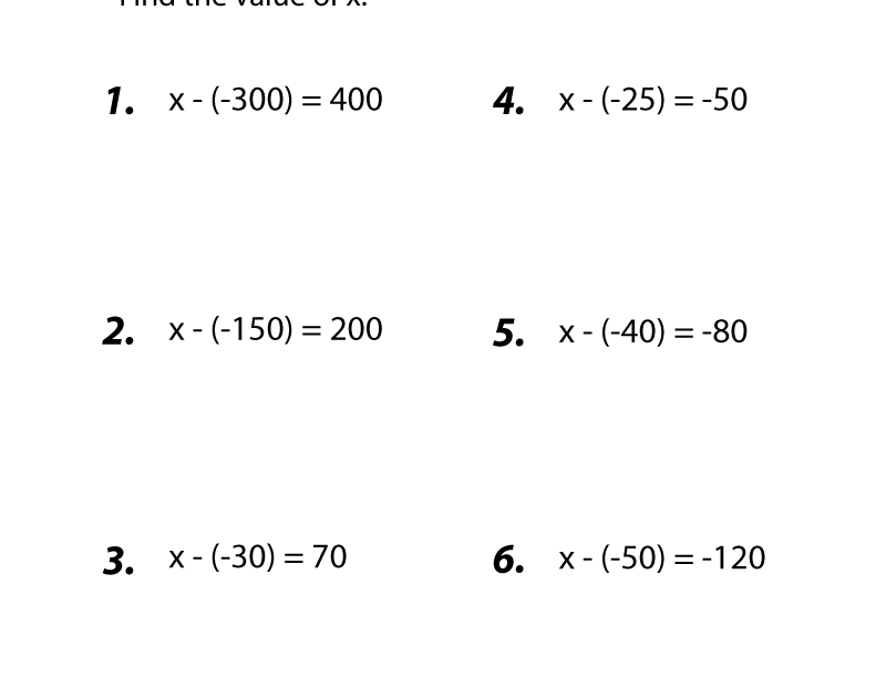 Eighth Grade Equations Worksheet