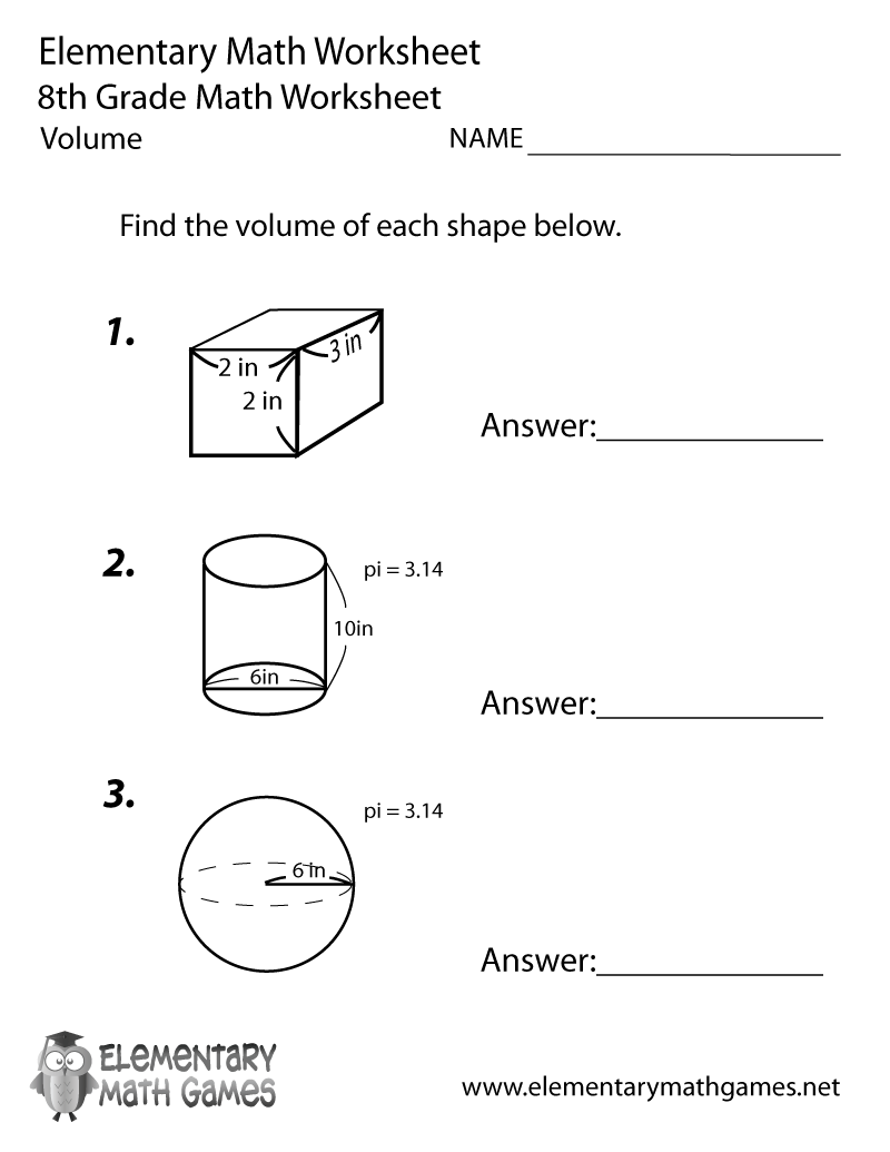 eighth grade math worksheets