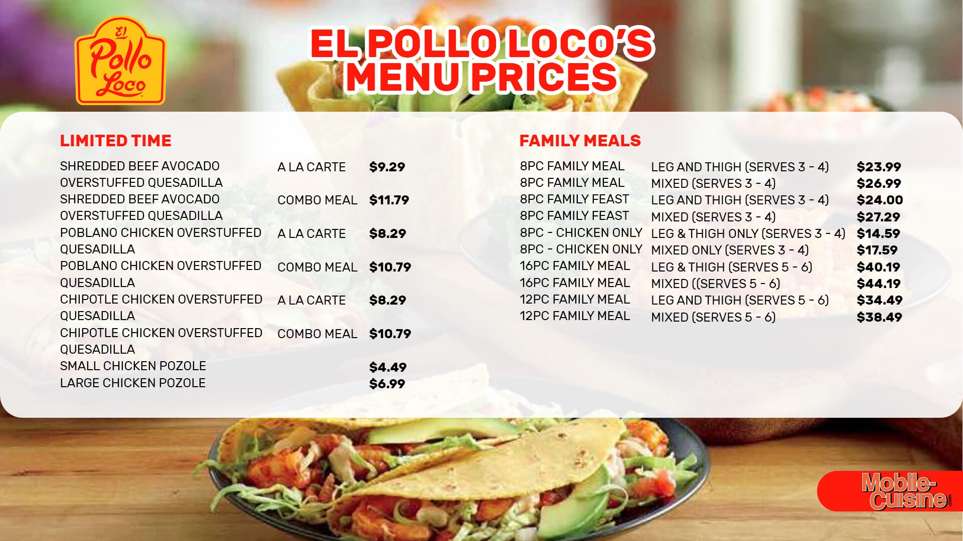 El Pollo Loco Menu Prices Latest Discounts 2024 