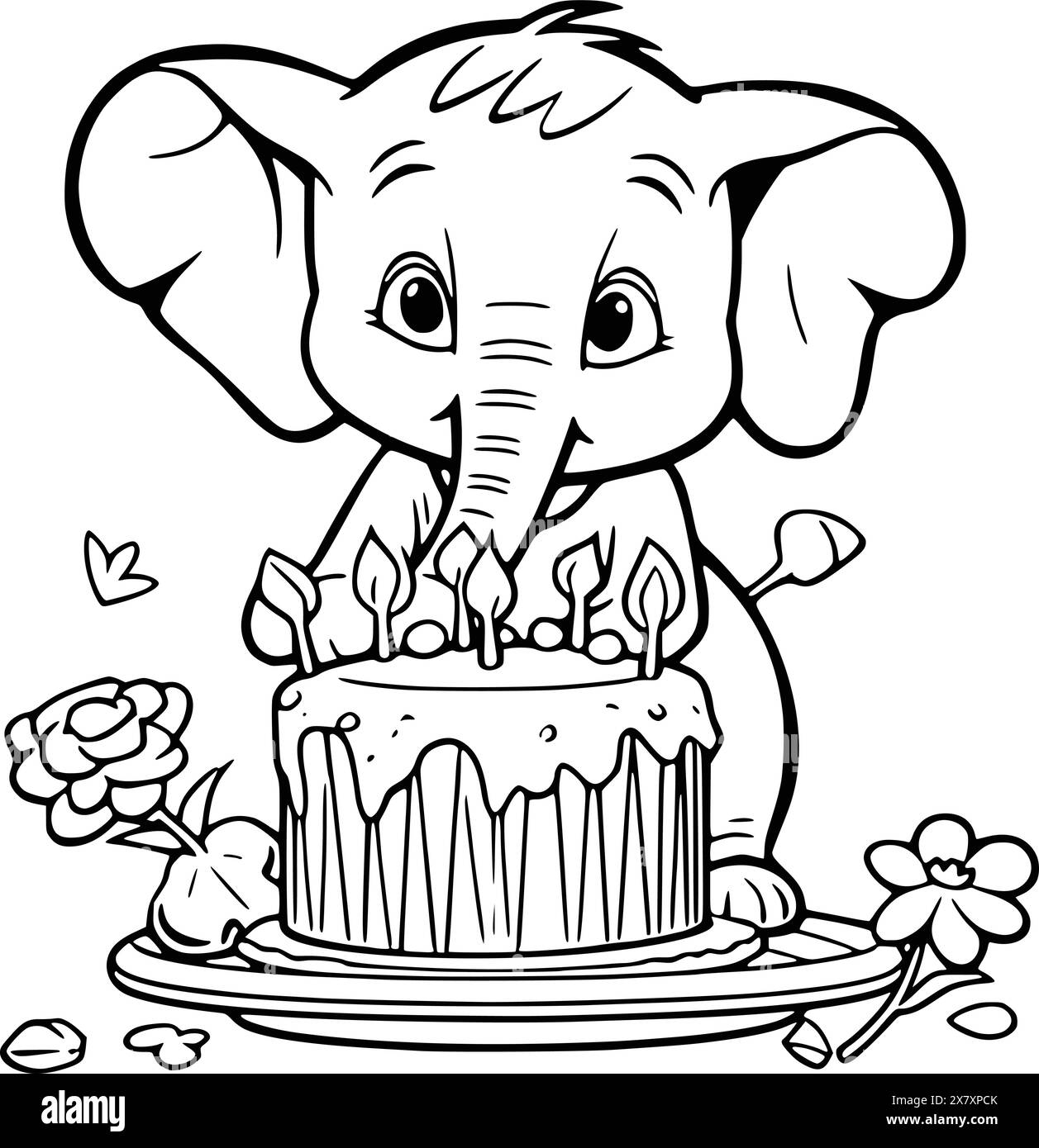 Elephant Coloring Page Printable Hi res Stock Photography And 