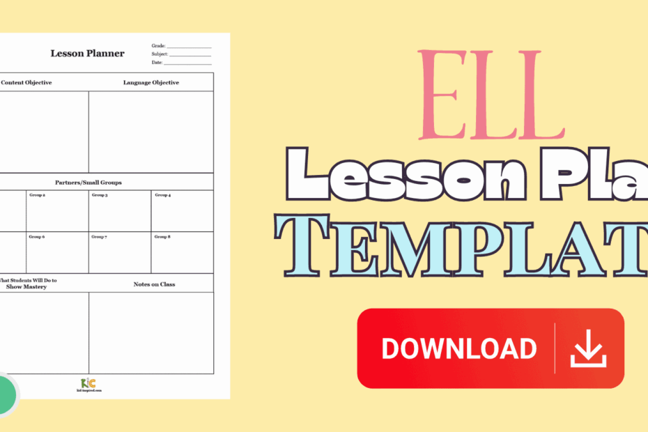 ELL Lesson Plan Template PDF Download Kid Inspired Classroom