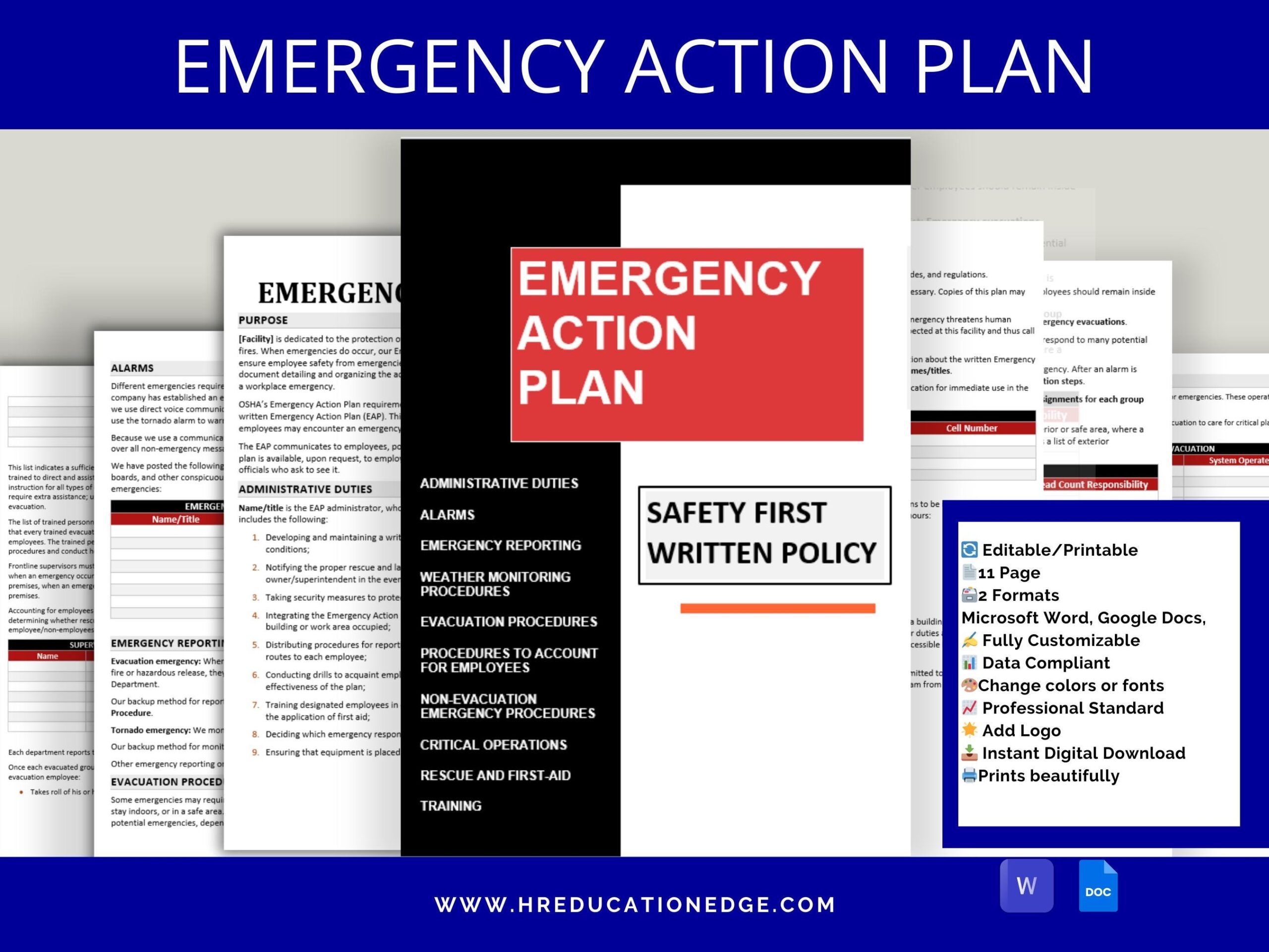 osha fire prevention plan template