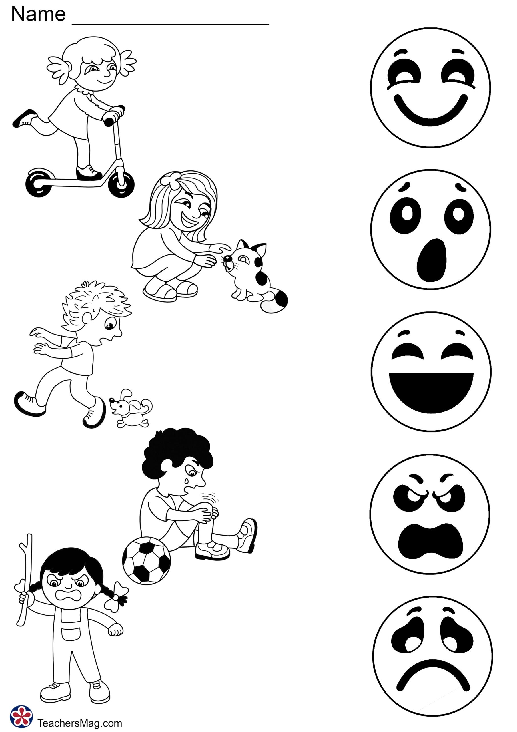 Emotions Match Worksheet For Preschoolers TeachersMag Worksheets Library