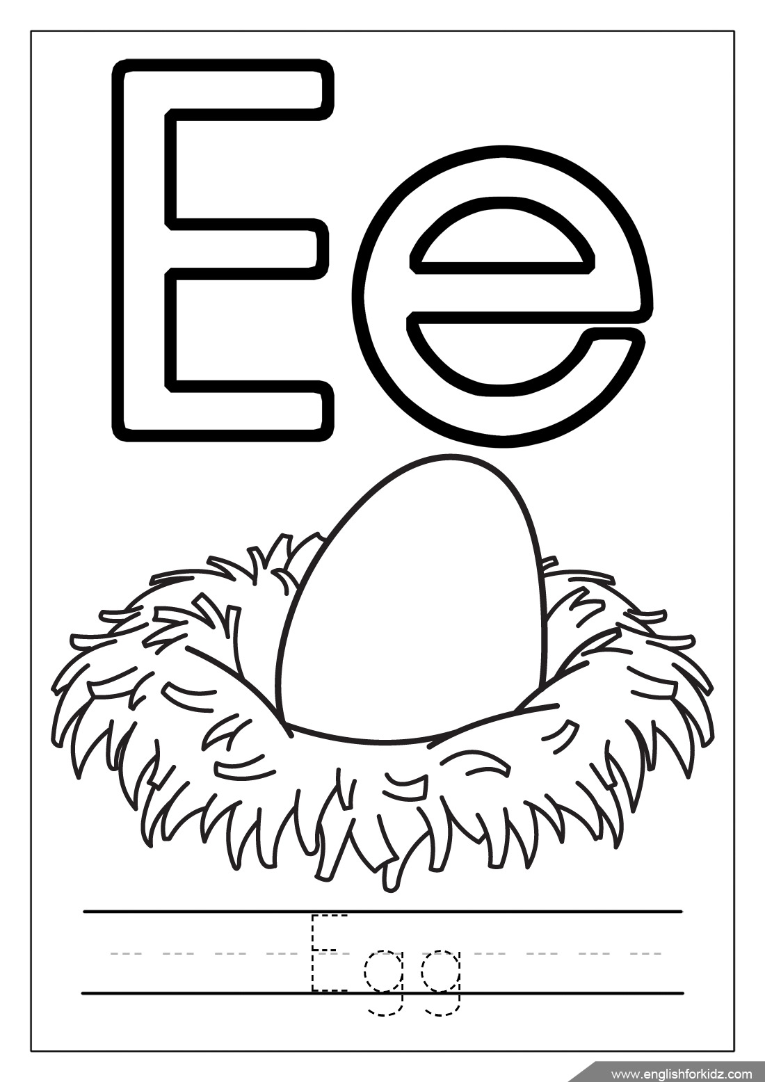 letter e coloring worksheets