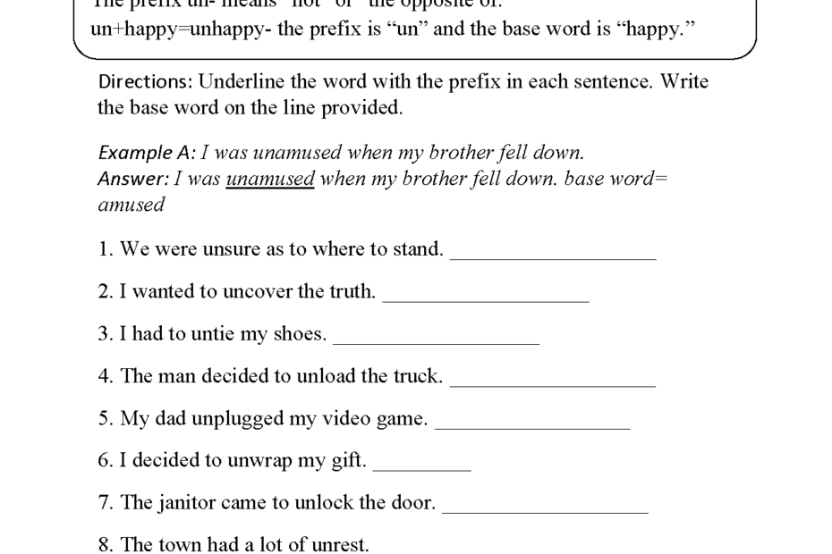 Englishlinx Prefixes Worksheets