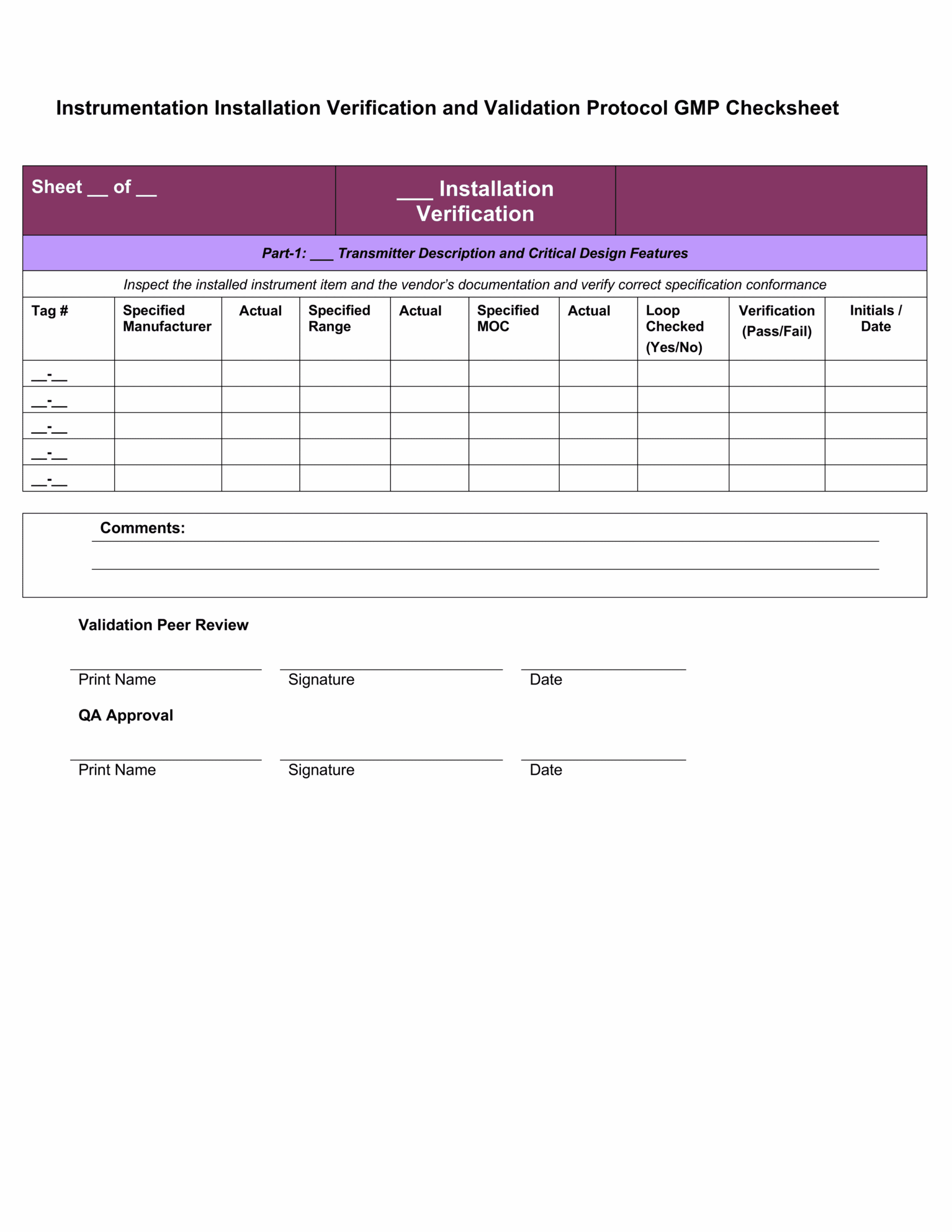 verification and validation plan template