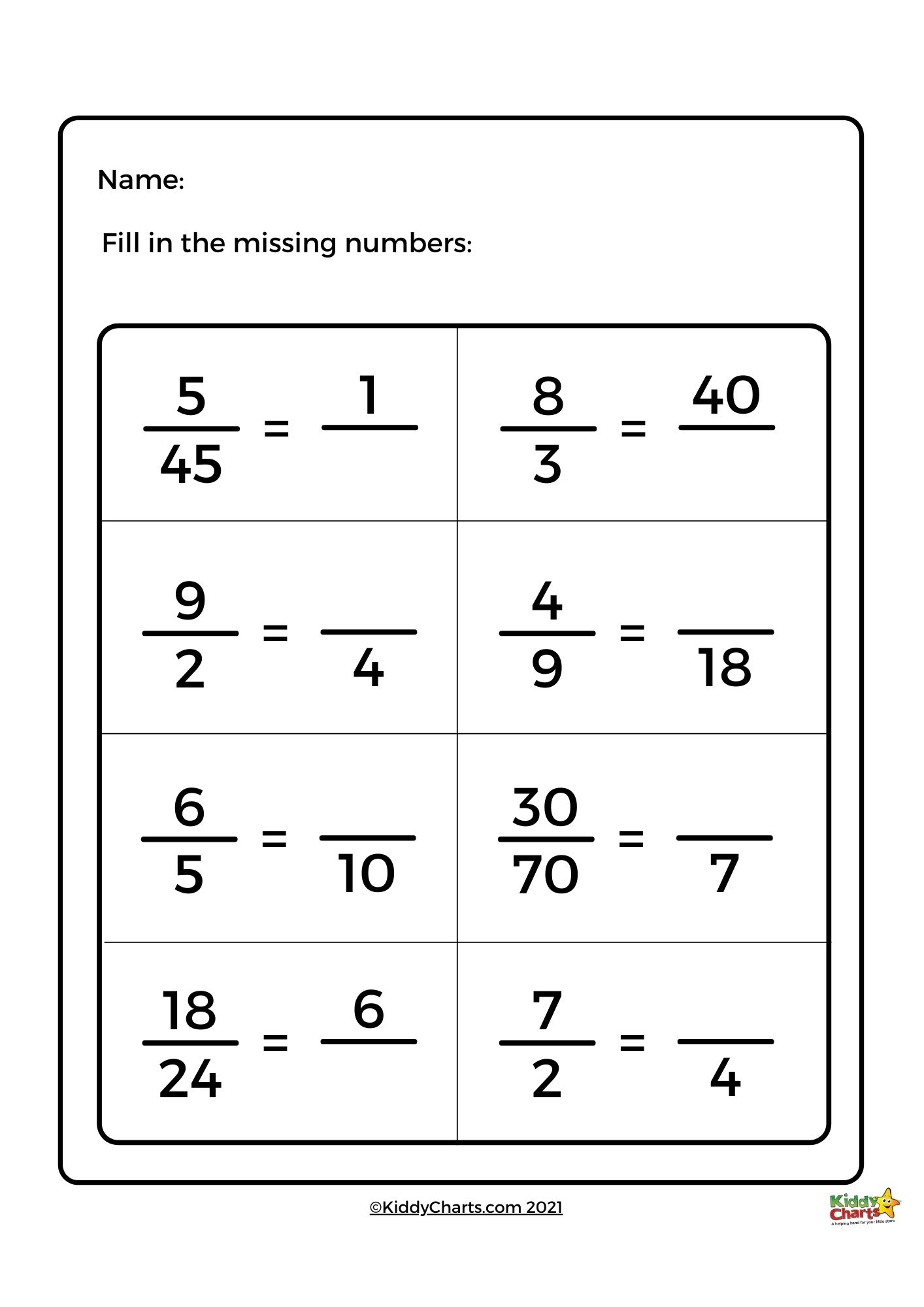 equivalent fractions worksheets