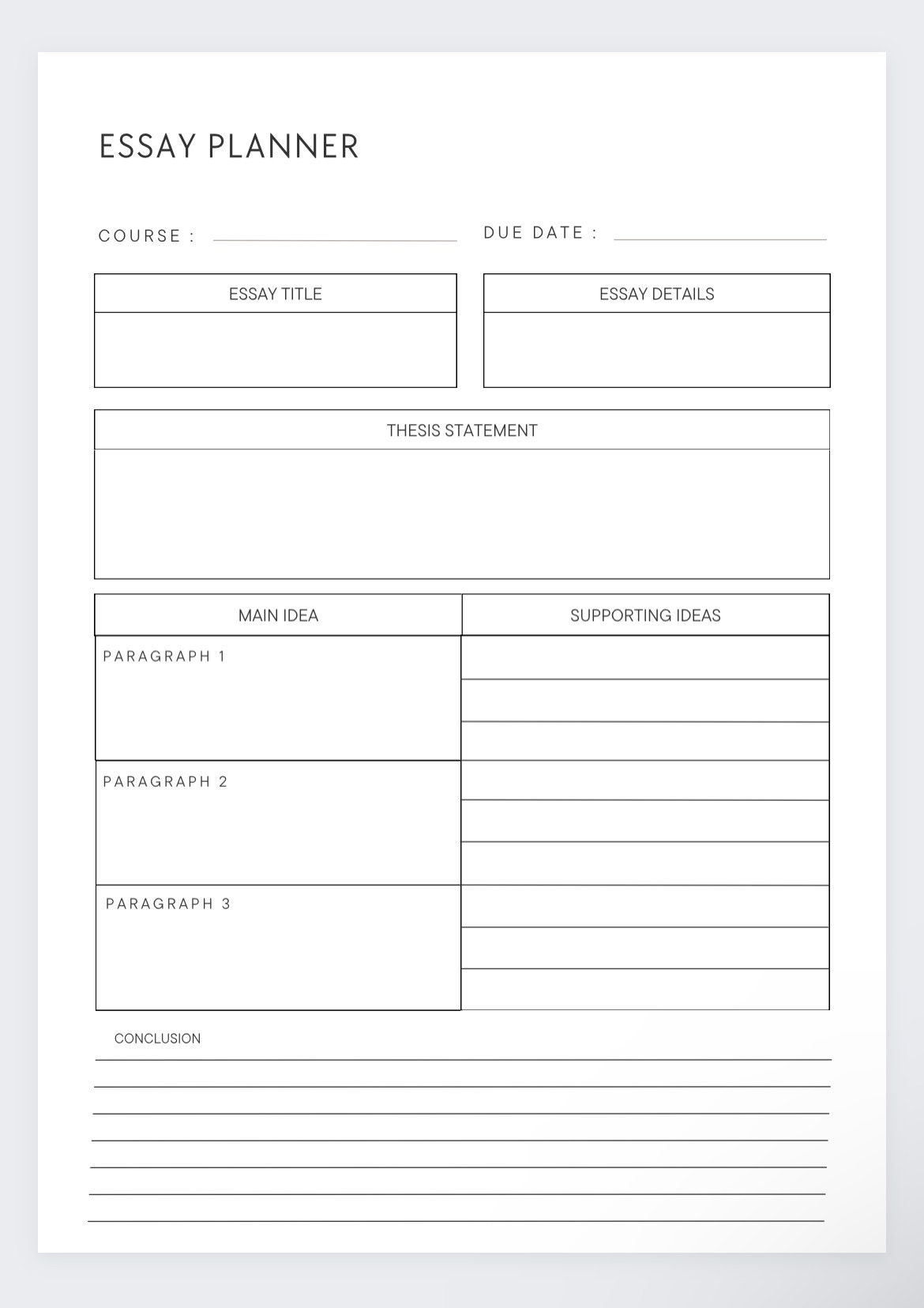 Essay Plan Template essay Planner academic Planner revision Guide 