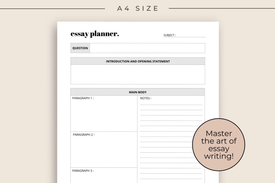 Essay Planner Printable For Students Essay Writing Template