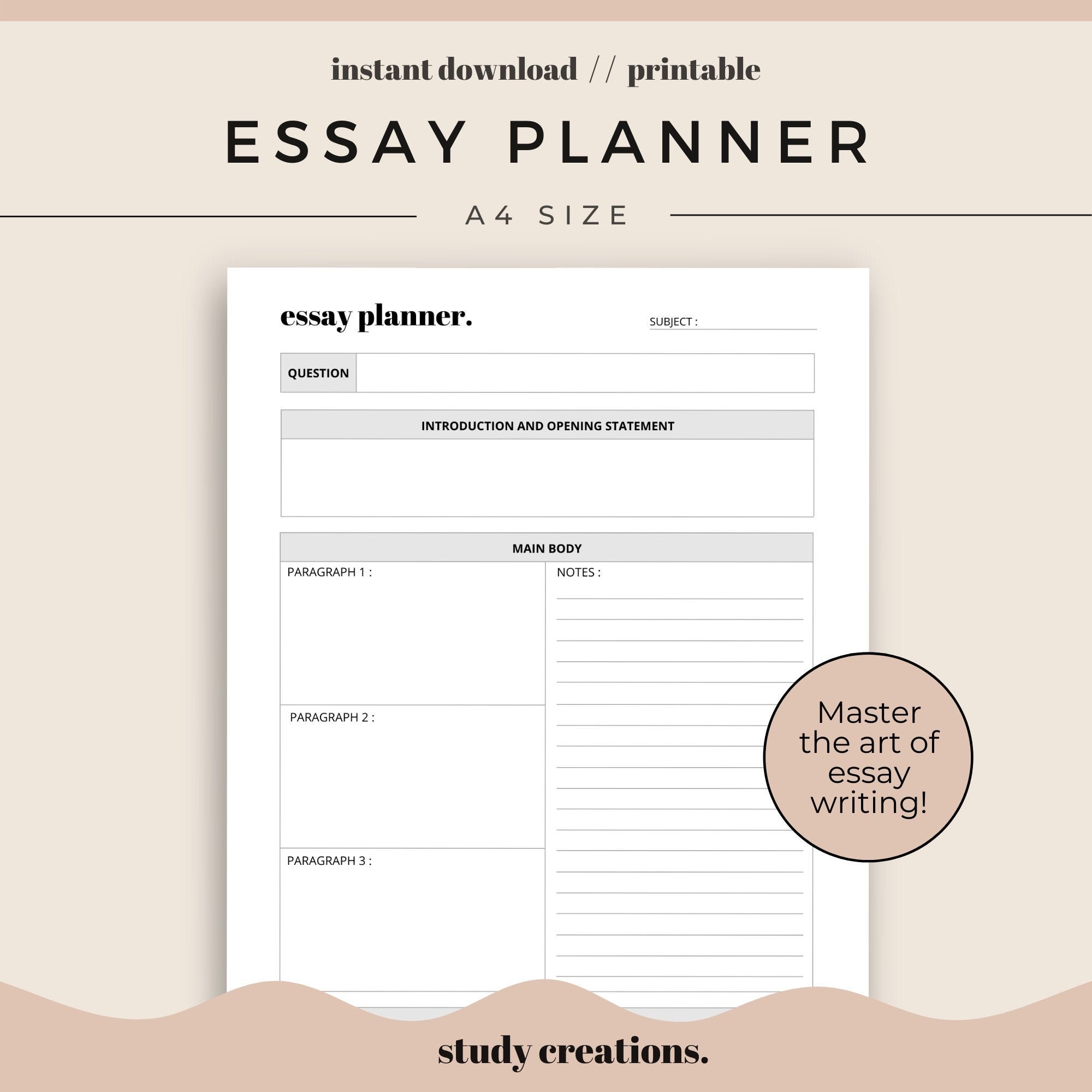 Essay Planner Printable For Students Essay Writing Template 