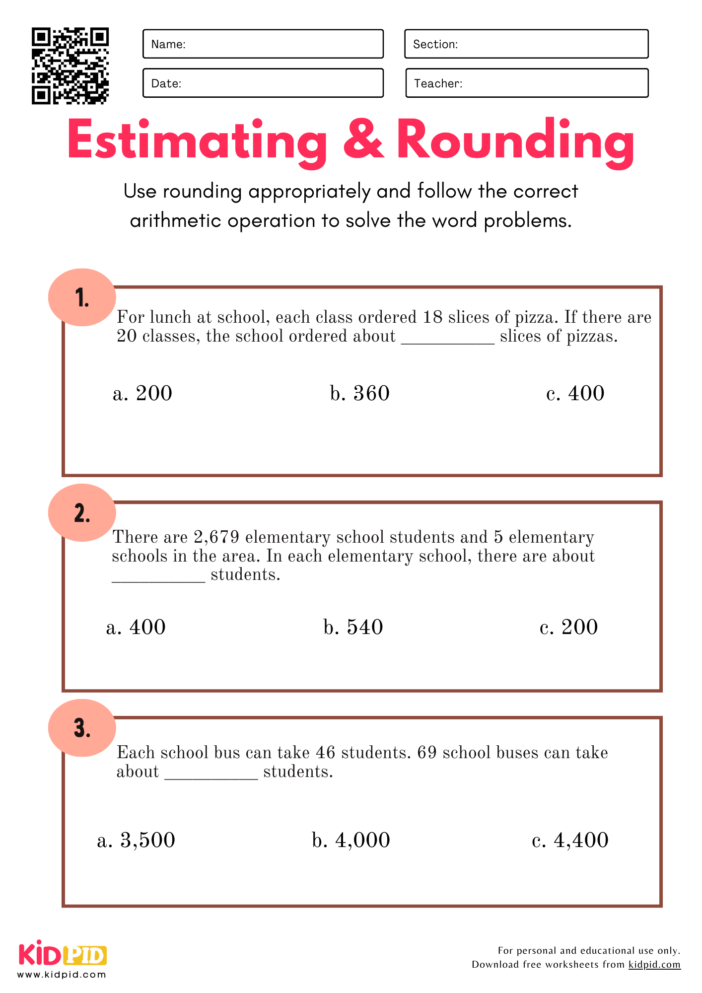 4th grade rounding worksheets