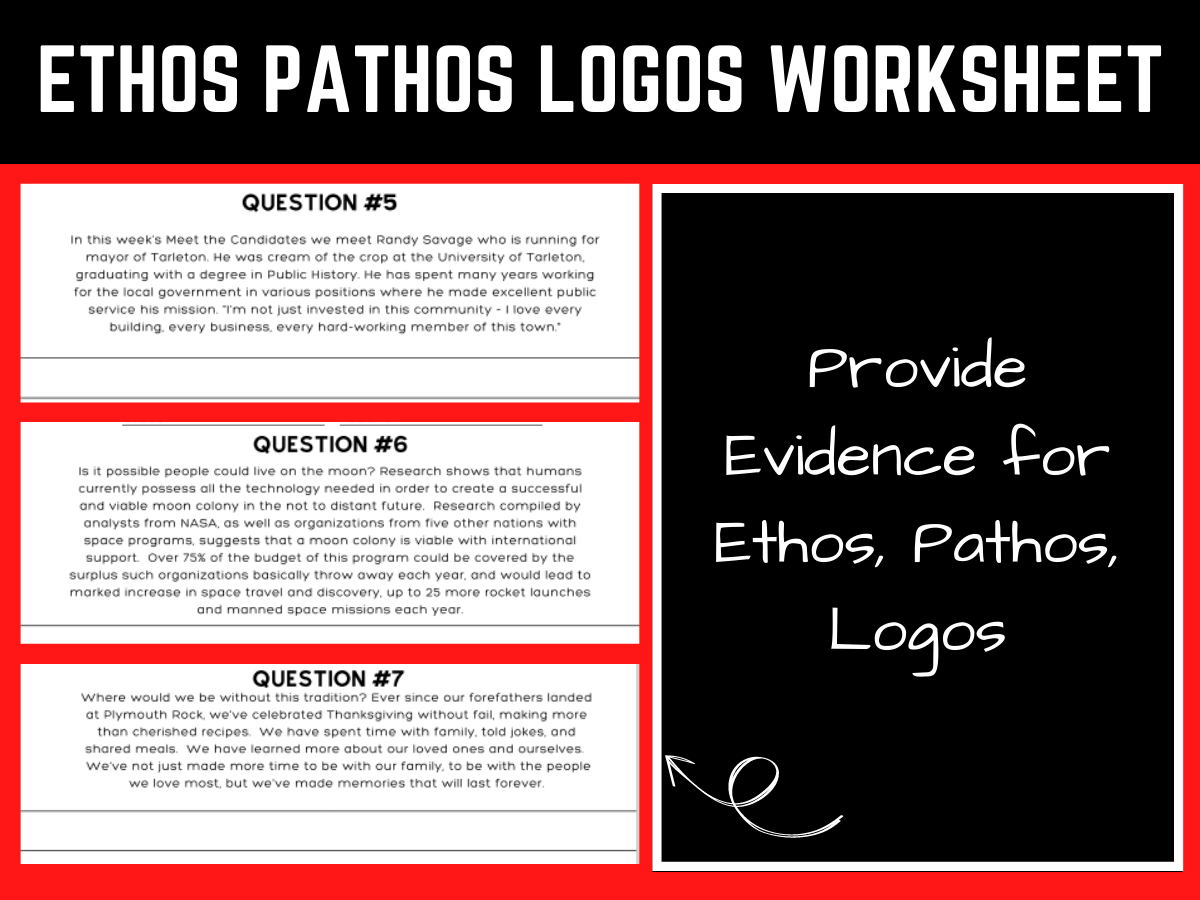 Ethos Pathos Logos ELA Worksheet High School Rhetoric Worksheet 9 12 Made By Teachers