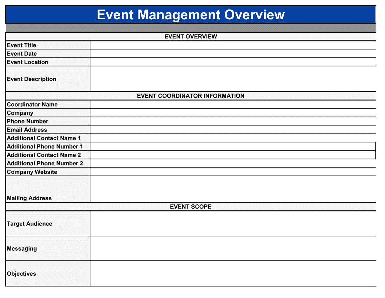 Event Management Template Template