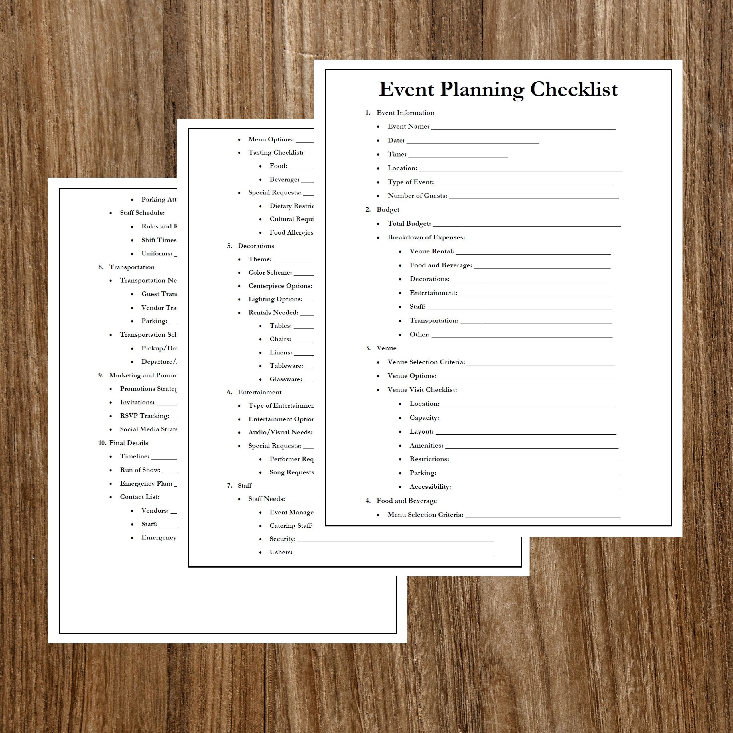 event planner checklist template