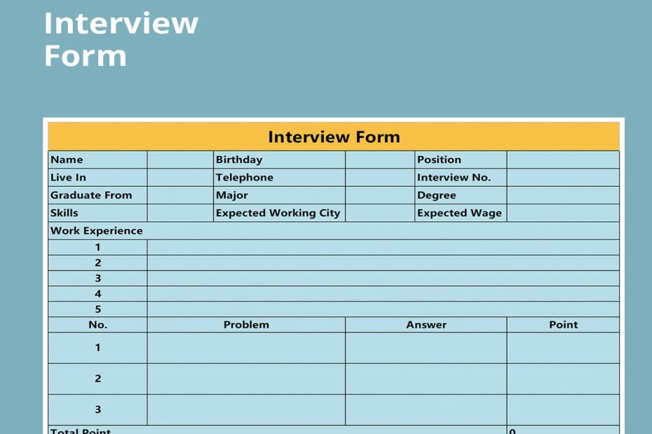EXCEL Of Free Interview Form xls WPS Free Templates