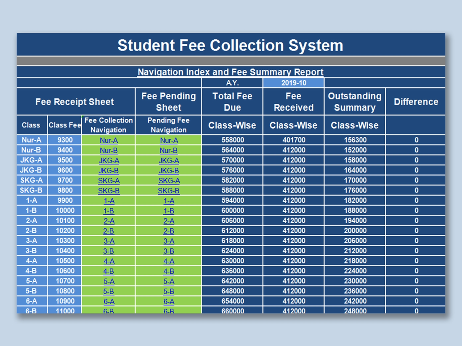 EXCEL Of Student Fee Collection System xlsx WPS Free Templates