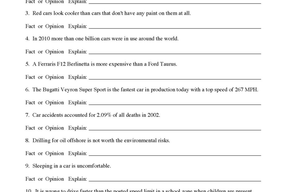 Fact And Opinion Worksheets Reading Comprehension