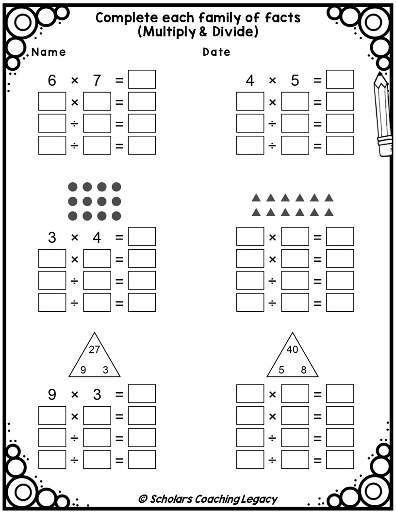 math fact family worksheets
