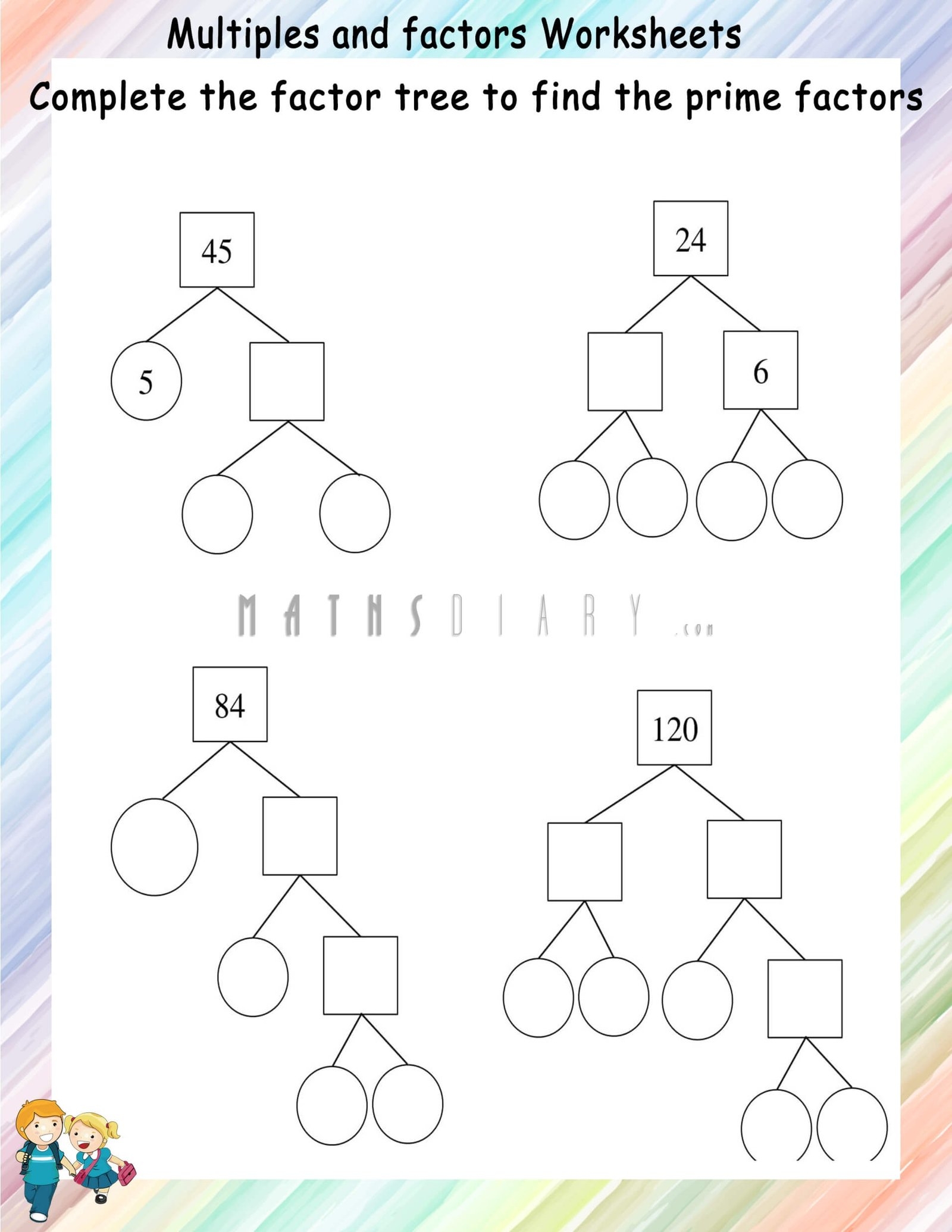Factor Tree Worksheets Math Worksheets MathsDiary