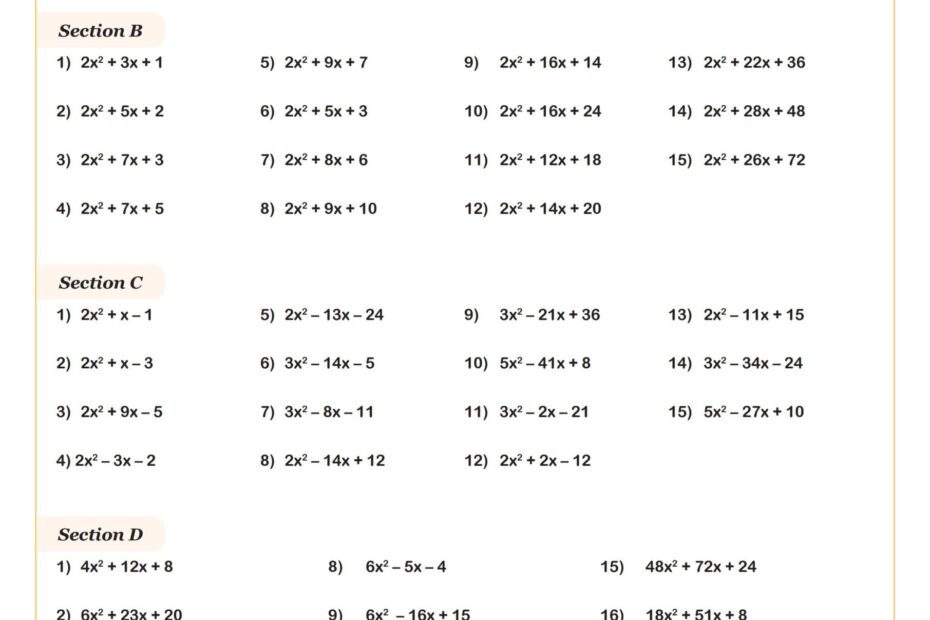 Factoring Trinomials Worksheet PDF Printable Algebra Worksheet