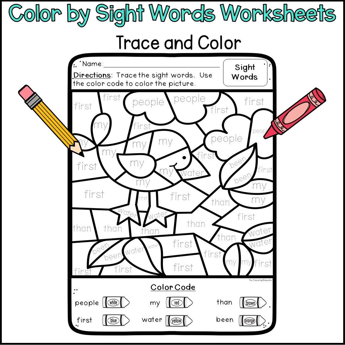 Fall Color By Sight Words For 1st Grade