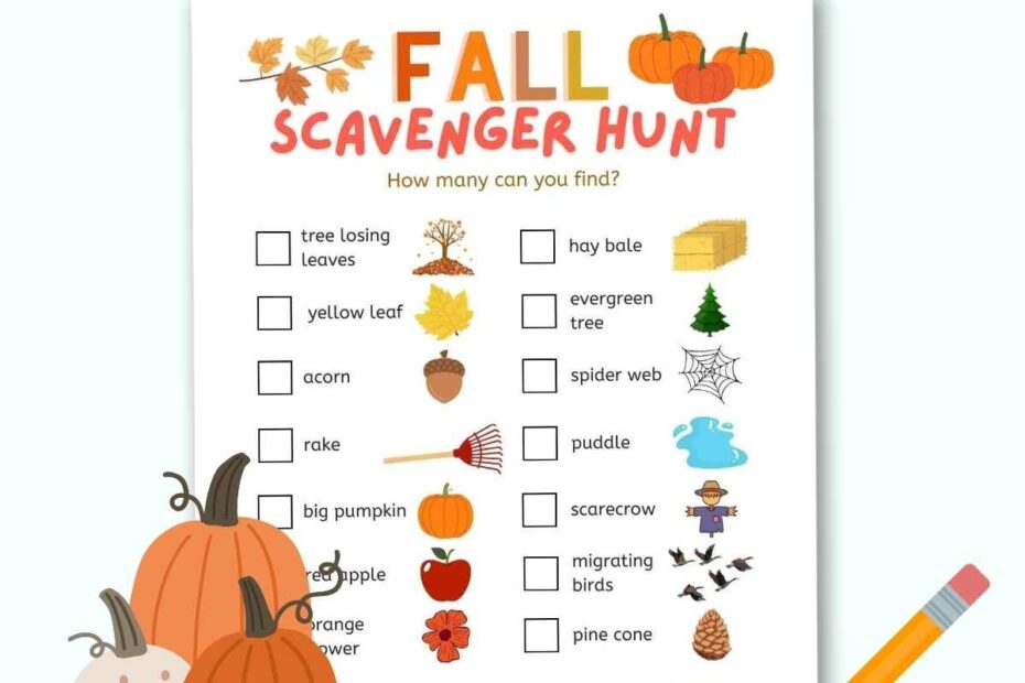 Fall Scavenger Hunt For Kids Free Printable PDF