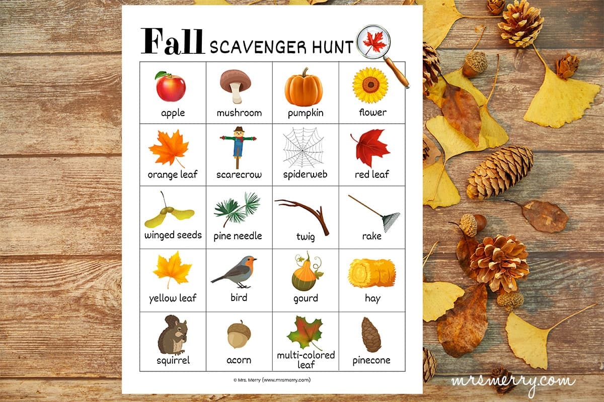 Fall Scavenger Hunt Printable Mrs Merry
