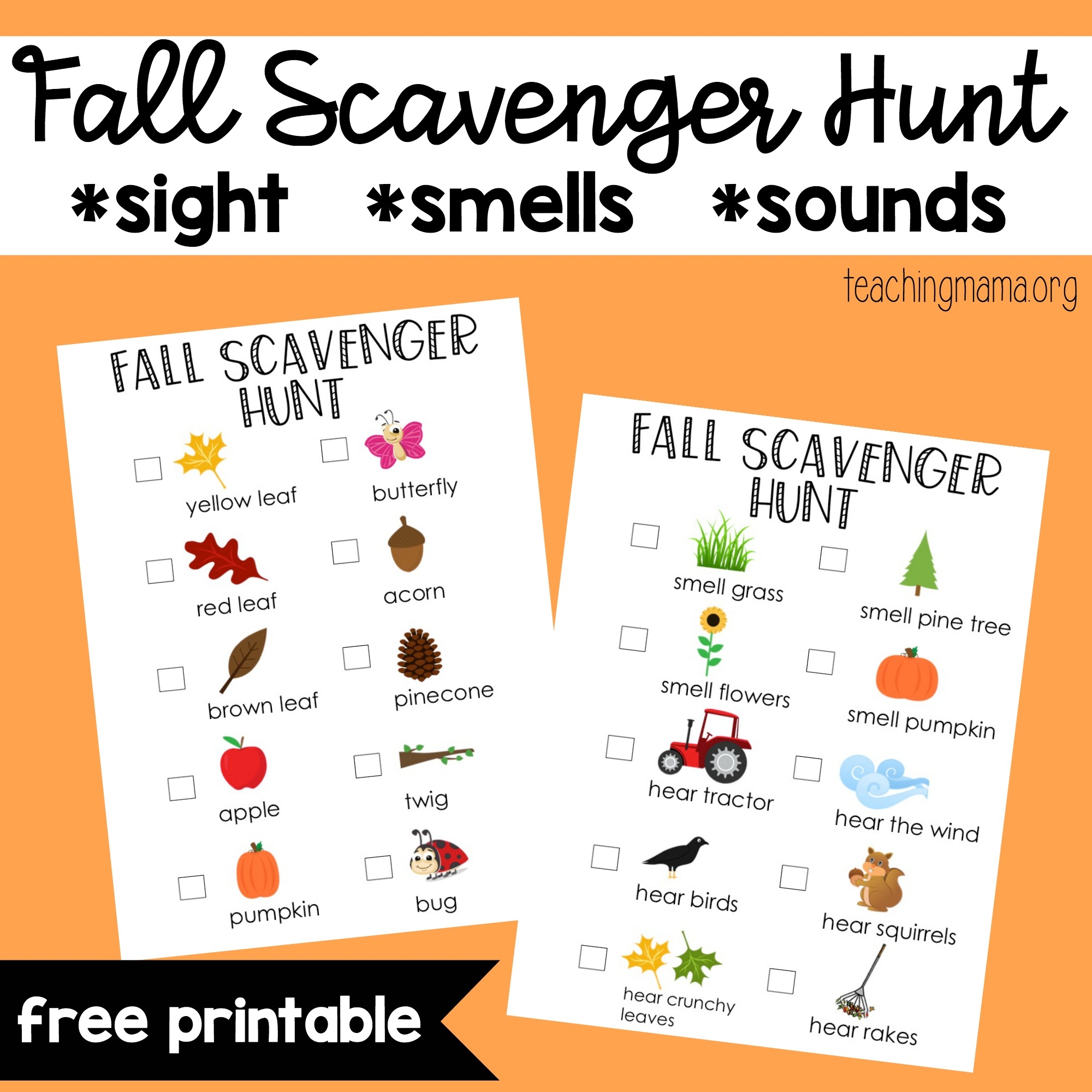 fall scavenger hunt printable