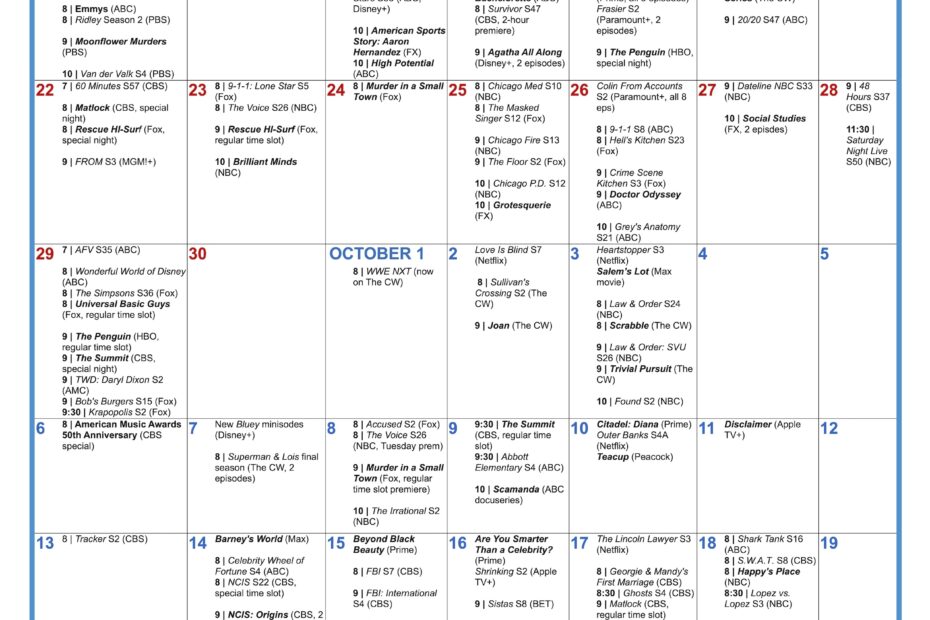 Fall TV Schedule 2024 Release Dates For Season And Series Premieres