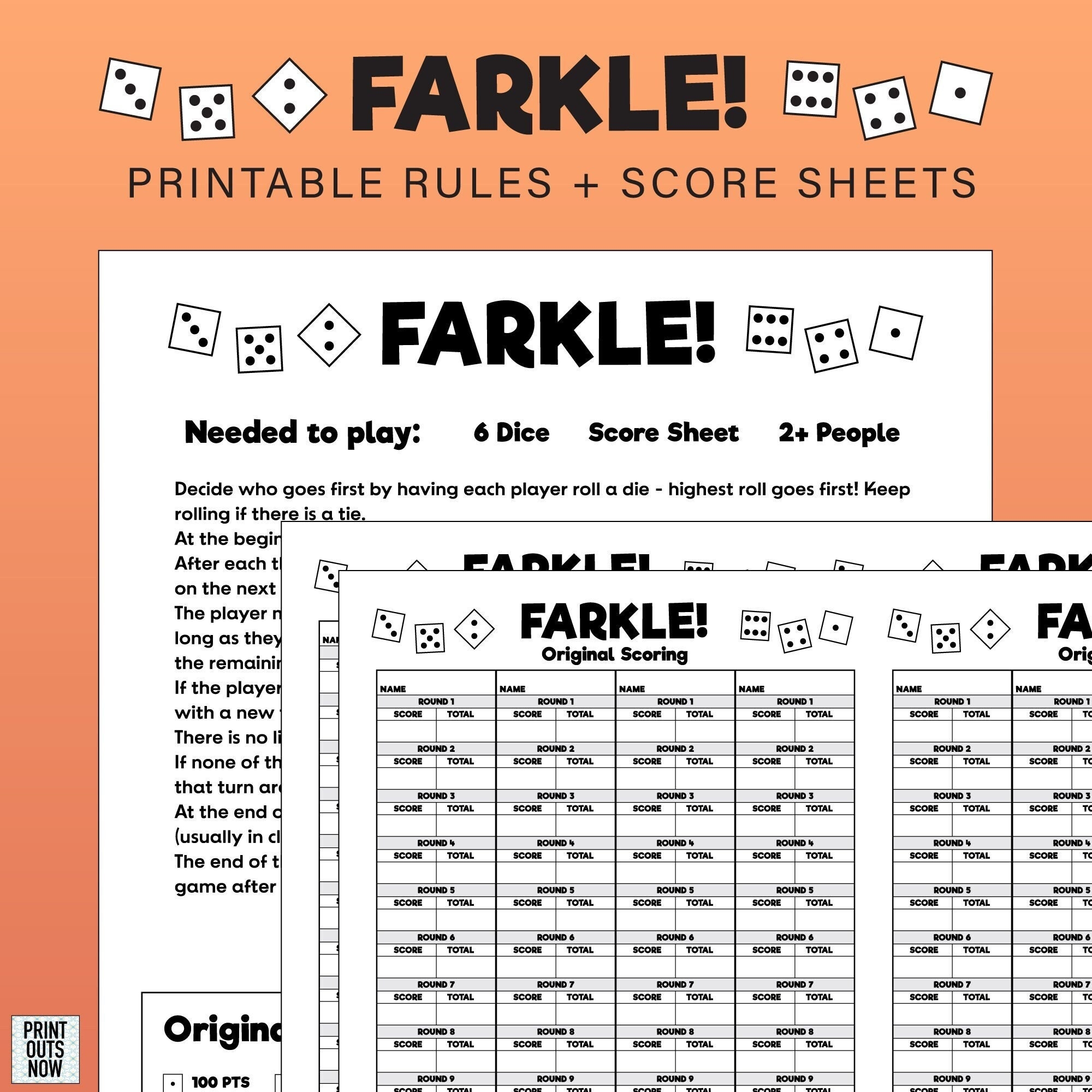 FARKLE Printable Rules U0026 Scoresheets Print As Many As You Need 