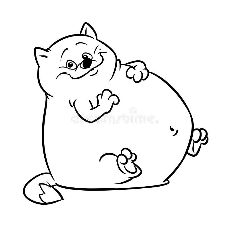 Fat Happy Cat Coloring Page Cartoon Illustration Stock Illustration Illustration Of Character Cartoon 246489782