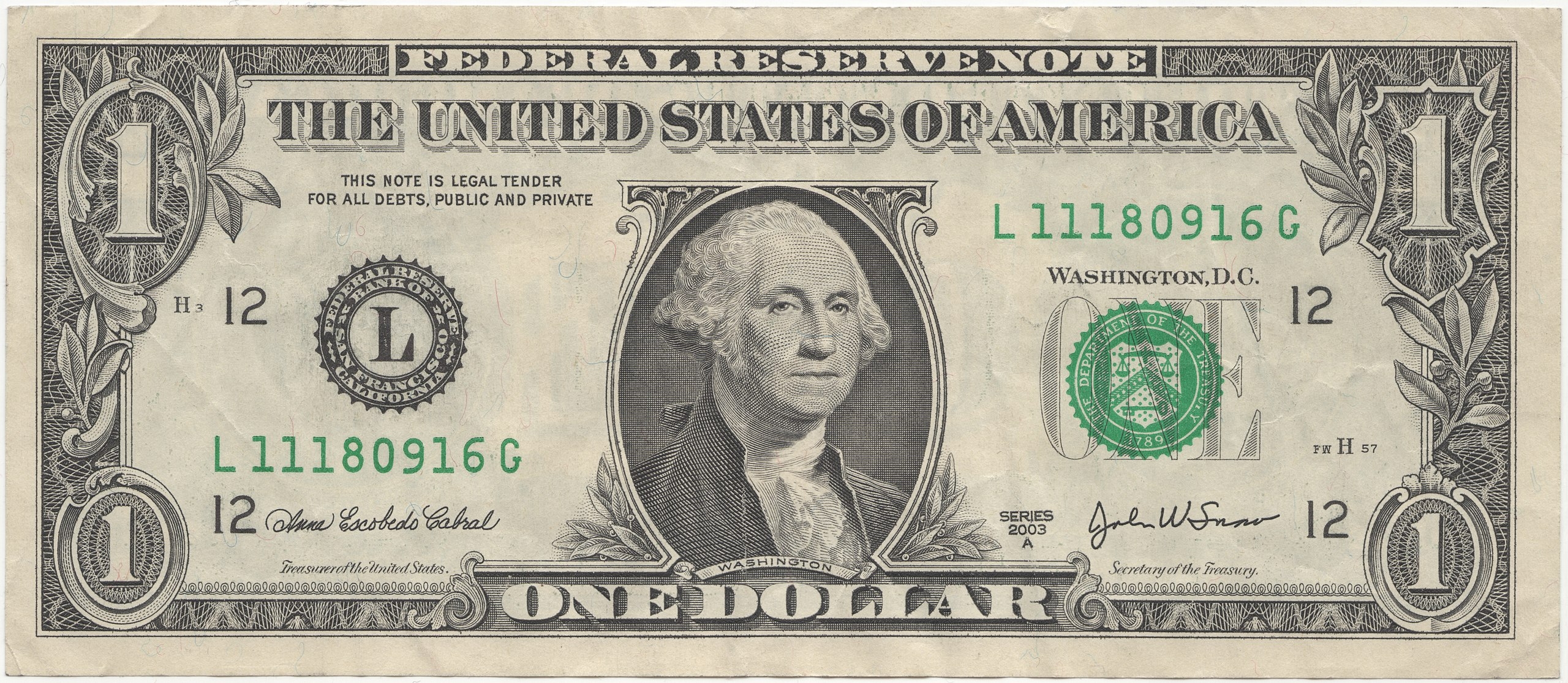 File United States One Dollar Bill Obverse jpg Wikipedia